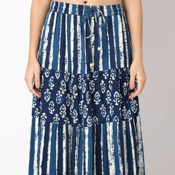 Woven Printed Flared Tiered Skirt