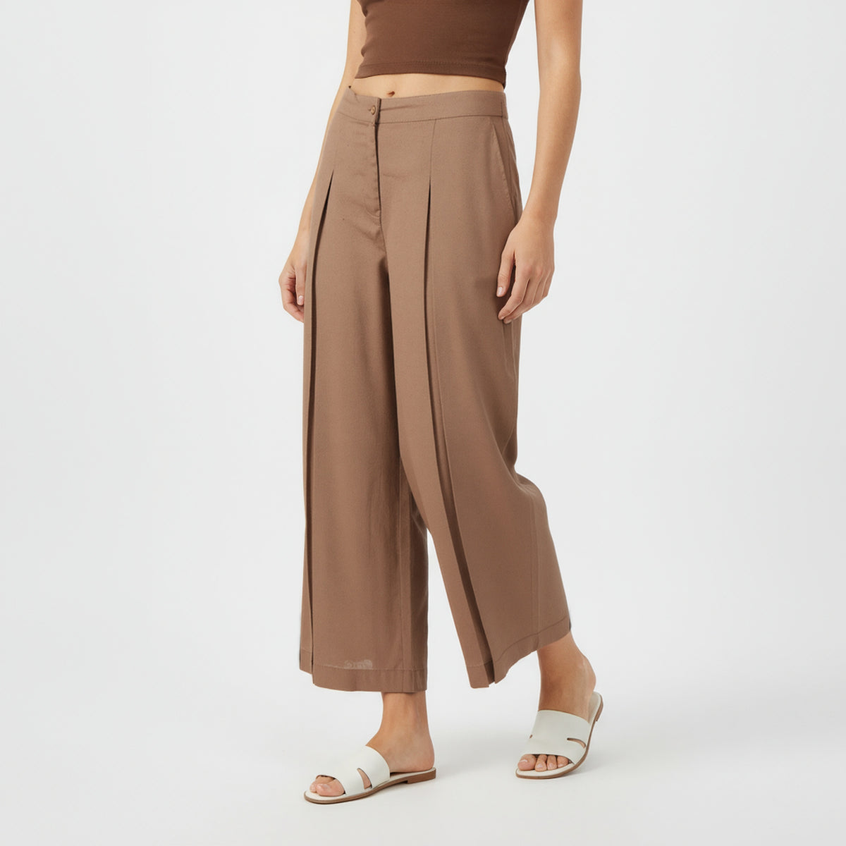 Ankle Length Solid Flared Pants
