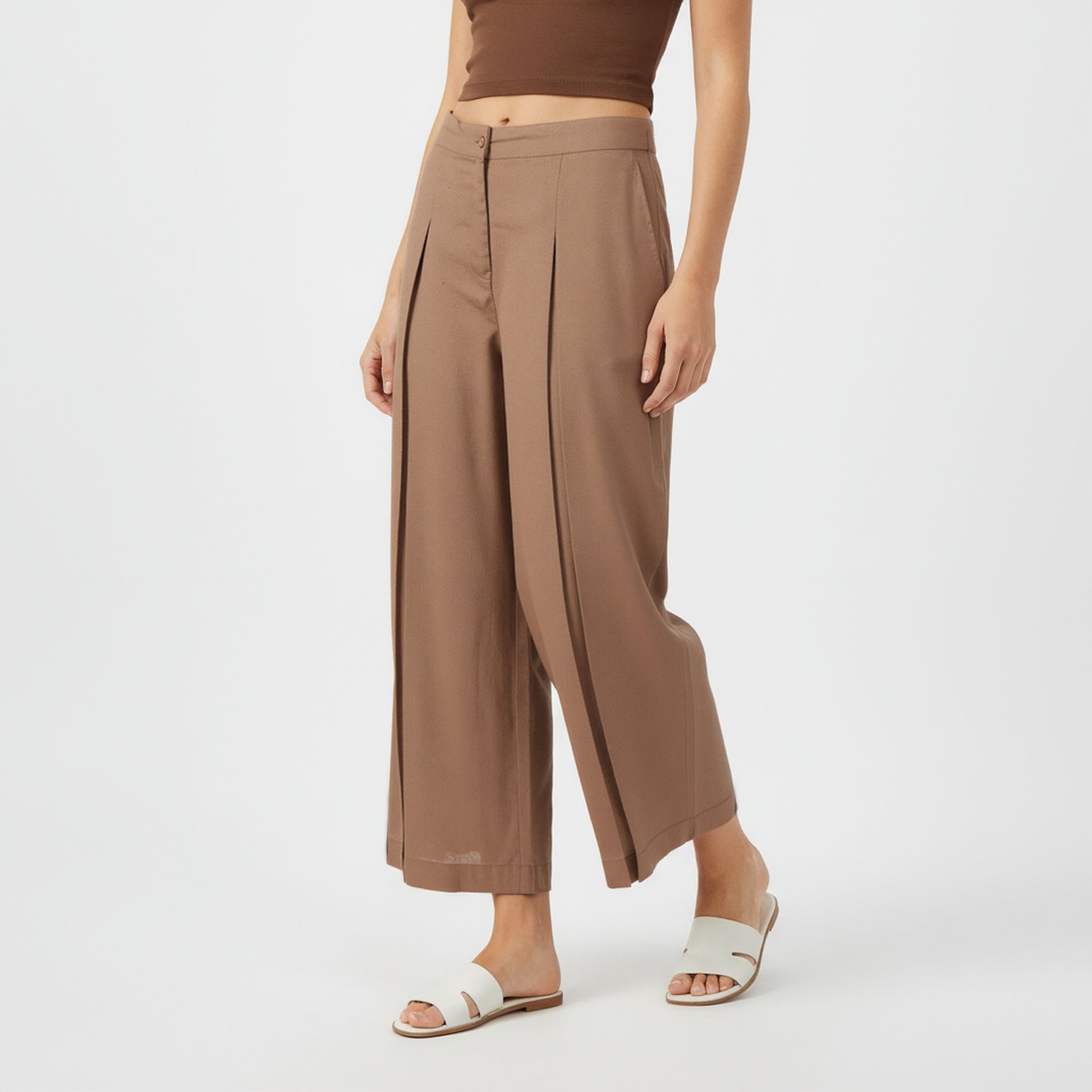 Ankle Length Solid Flared Pants