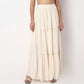 Woven Solid Flared Tiered Skirt
