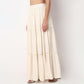 Woven Solid Flared Tiered Skirt