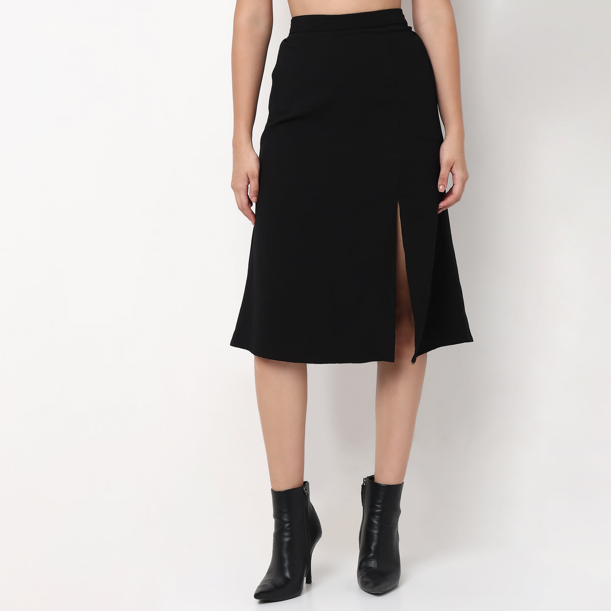 A-Line Printed Skirt with Slit