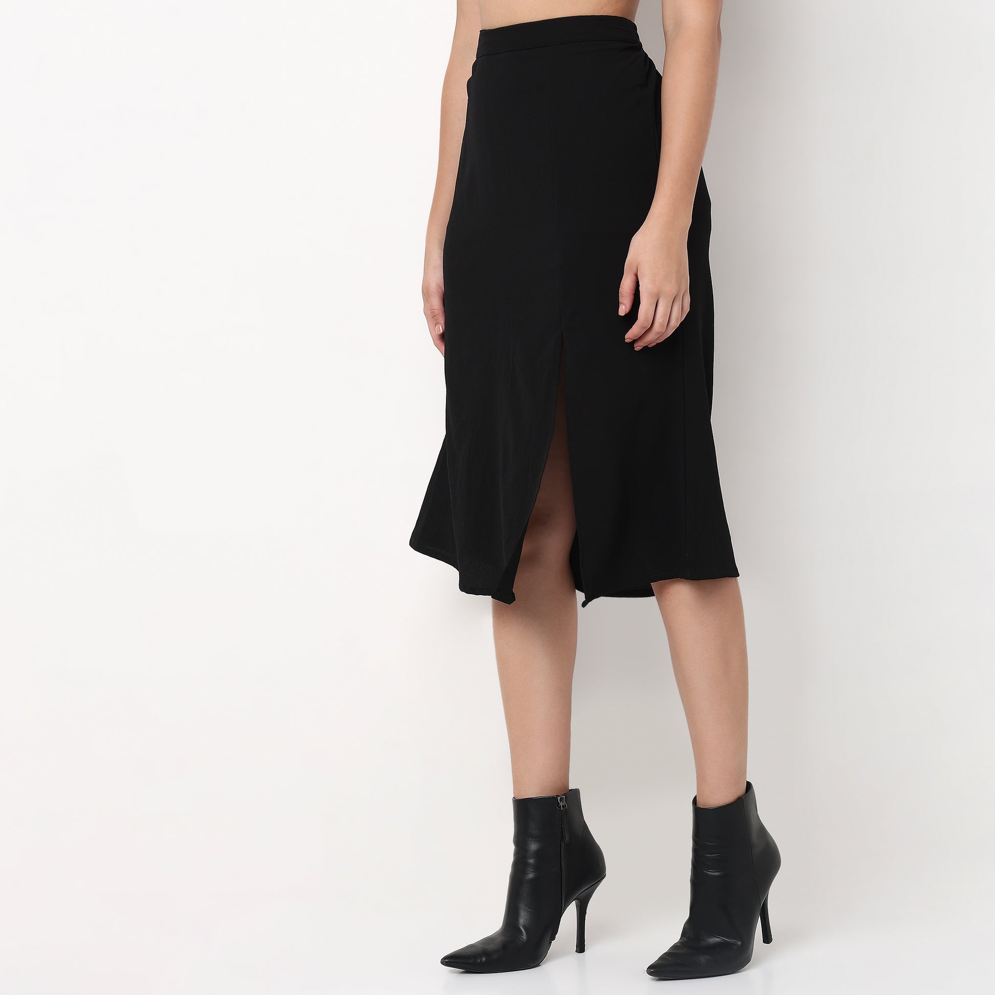 A-Line Printed Skirt with Slit