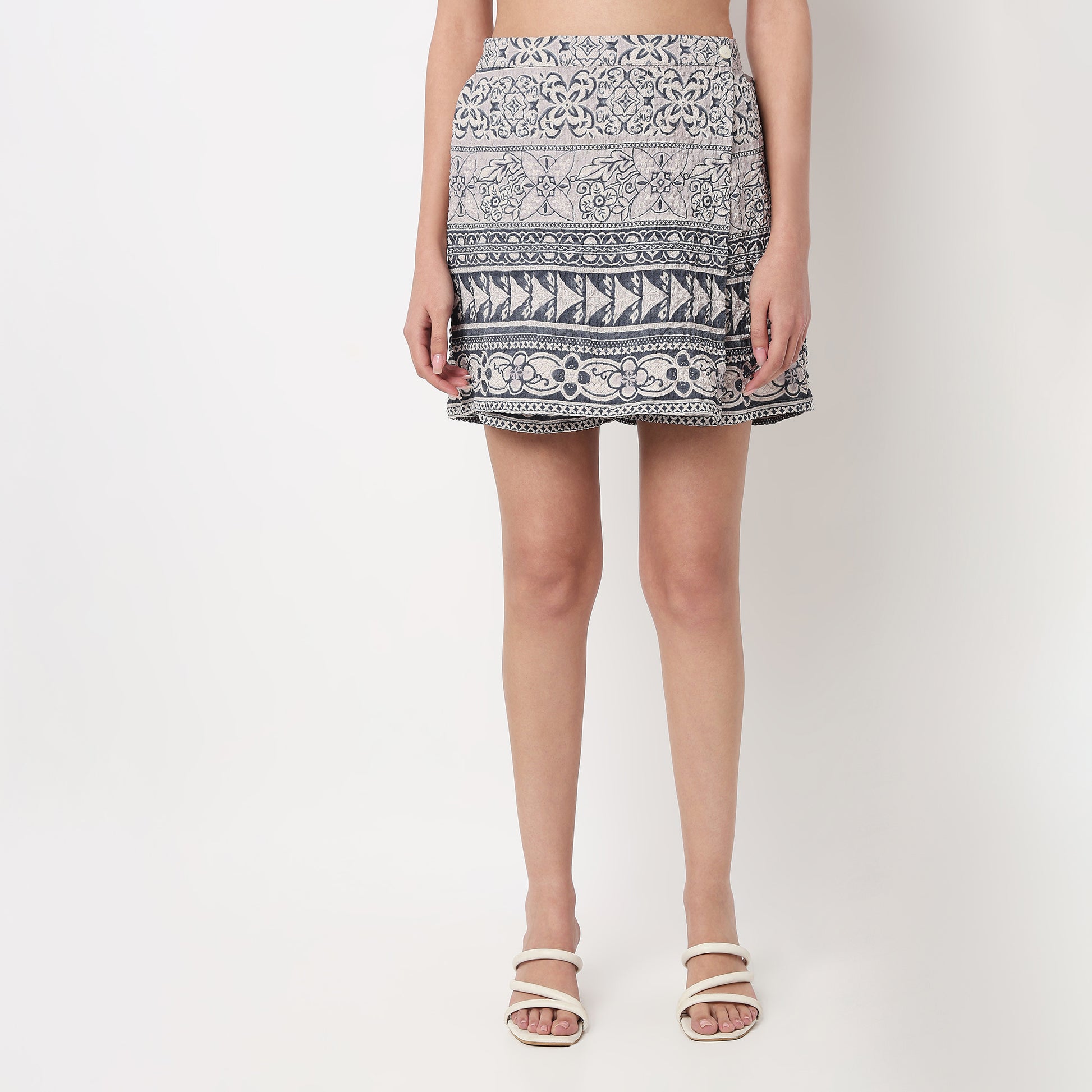 High Rise Printed A-Line Skort