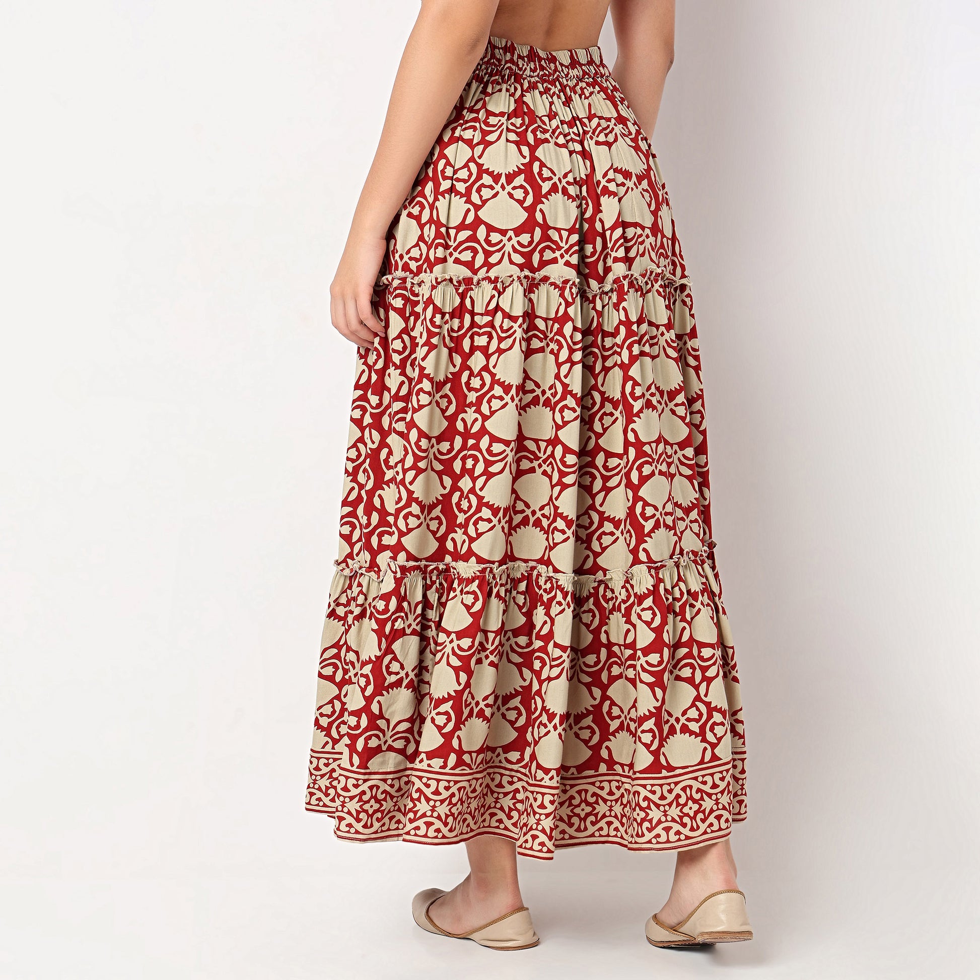 Printed Flared High Rise Skirt