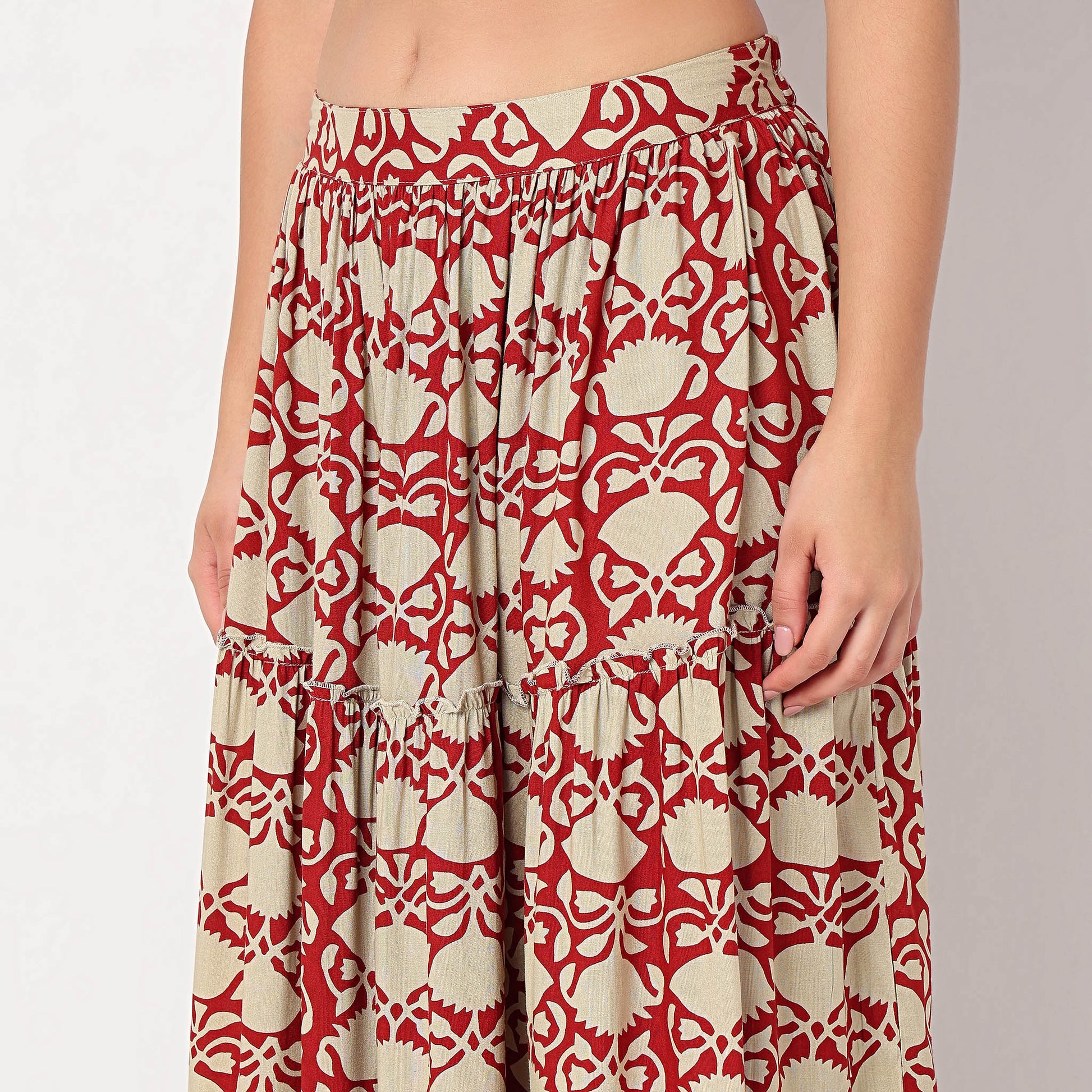 Printed Flared High Rise Skirt