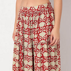 Printed Flared High Rise Skirt