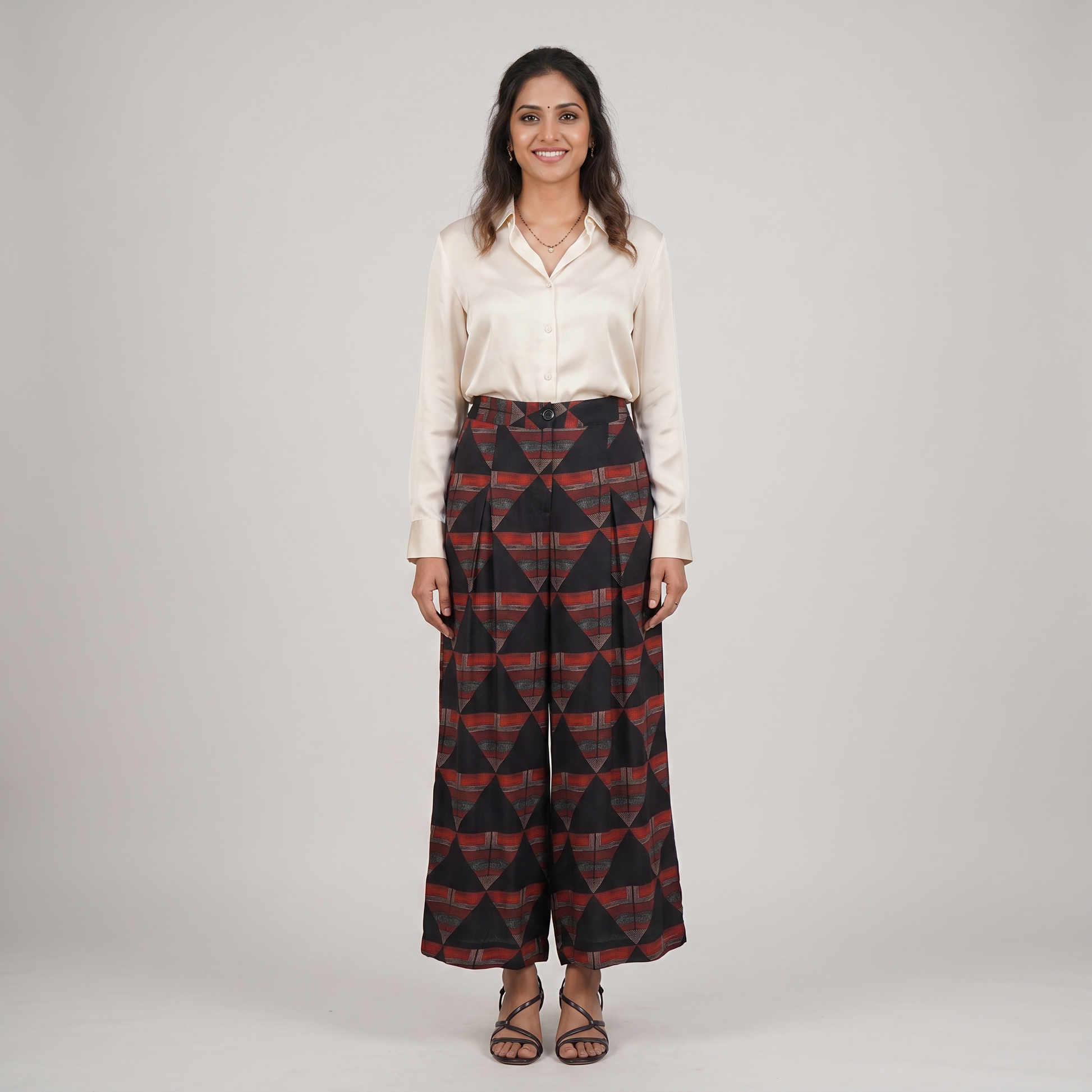 Printed High Rise Straight Pant