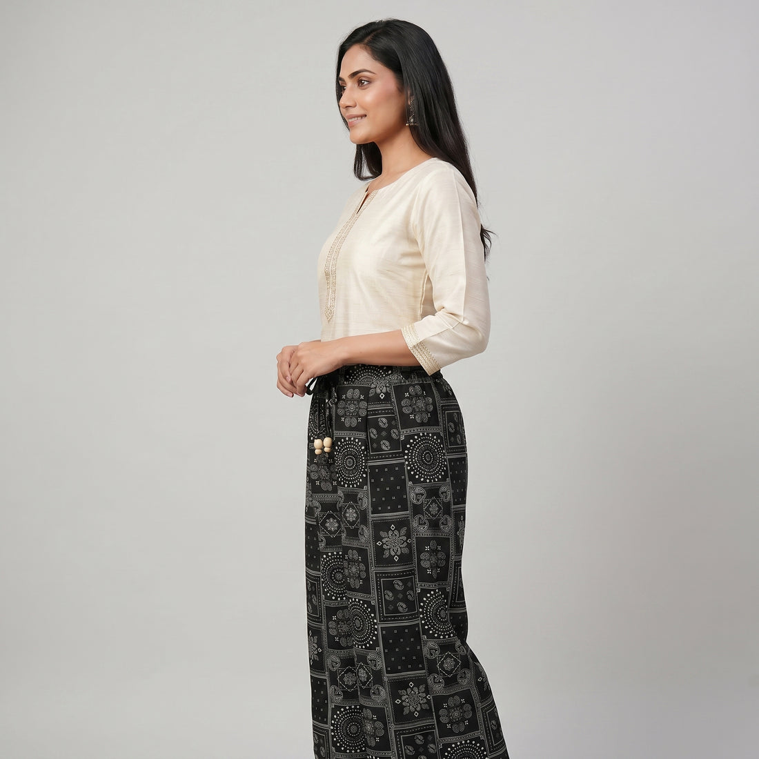 Printed High Rise Straight Pant