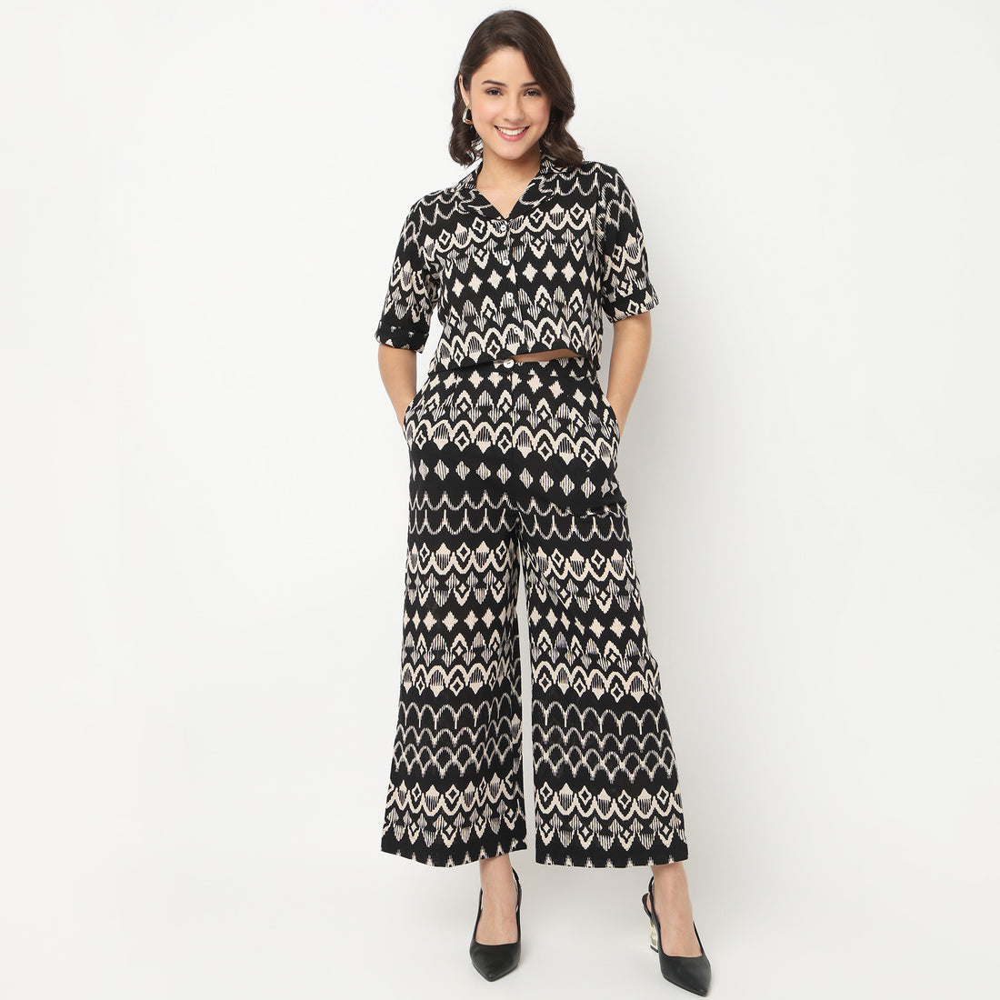 Printed High Rise Pants
