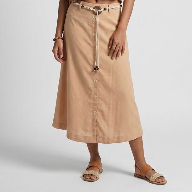 Solid Straight A Line Skirt