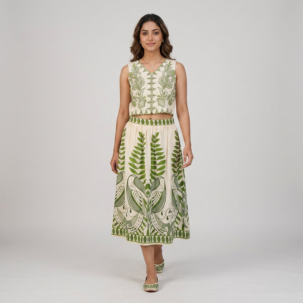Printed A-Line High Rise Skirt
