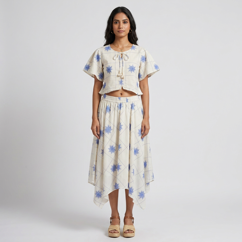 Printed Flared Mid Rise Skirt
