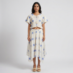 Printed Flared Mid Rise Skirt