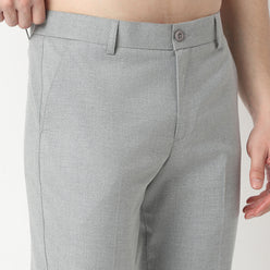 Regular Fit Solid Mid Rise Trousers