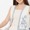 Embroidered Square Neck Vest Sleeveless Crop Top with Pant & with Shrug Set