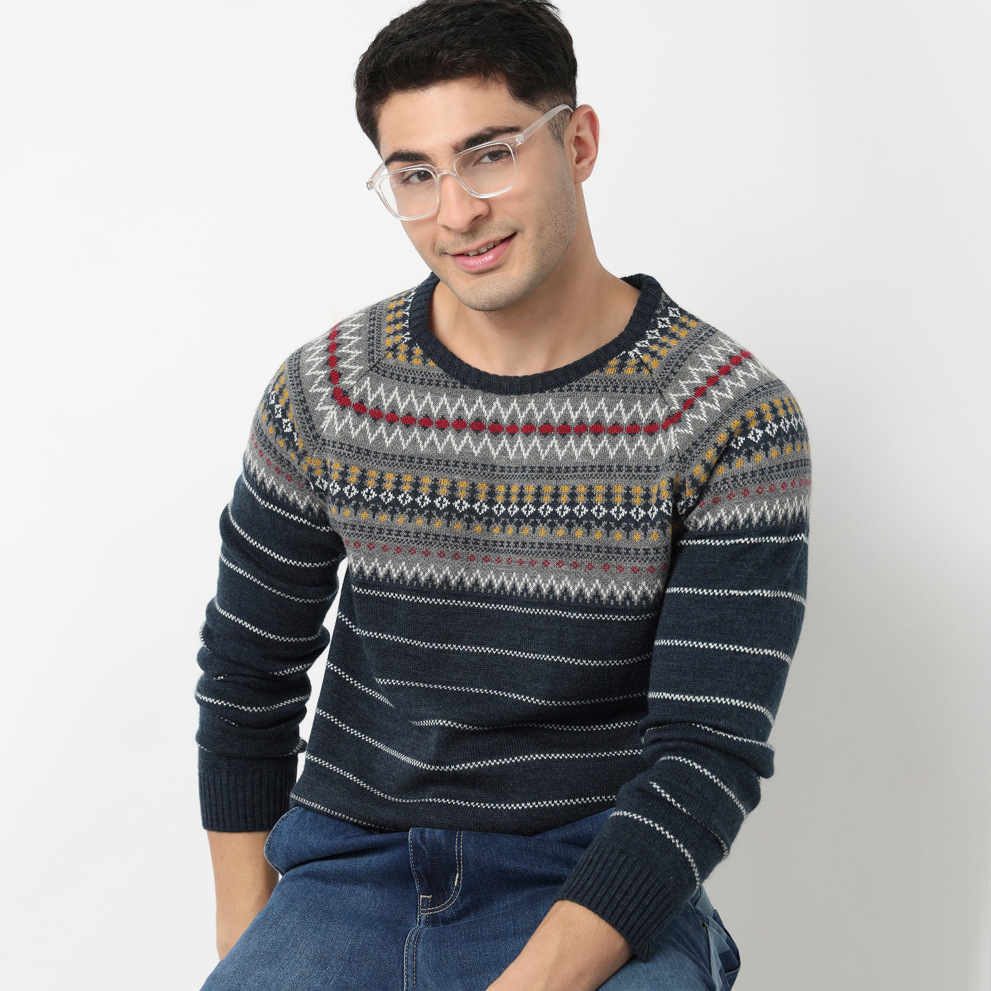 Regular Fit Jacquard Sweater