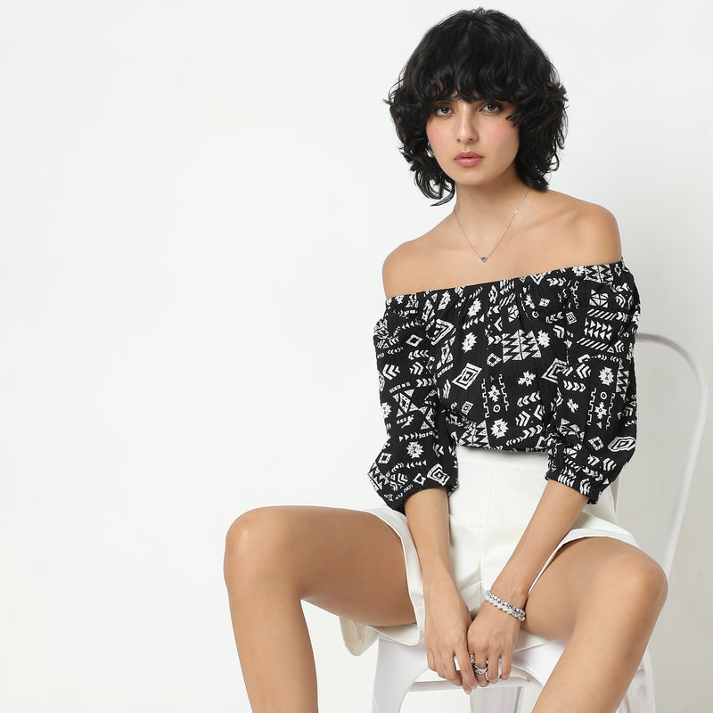 Boxy Fit Printed Crop Top