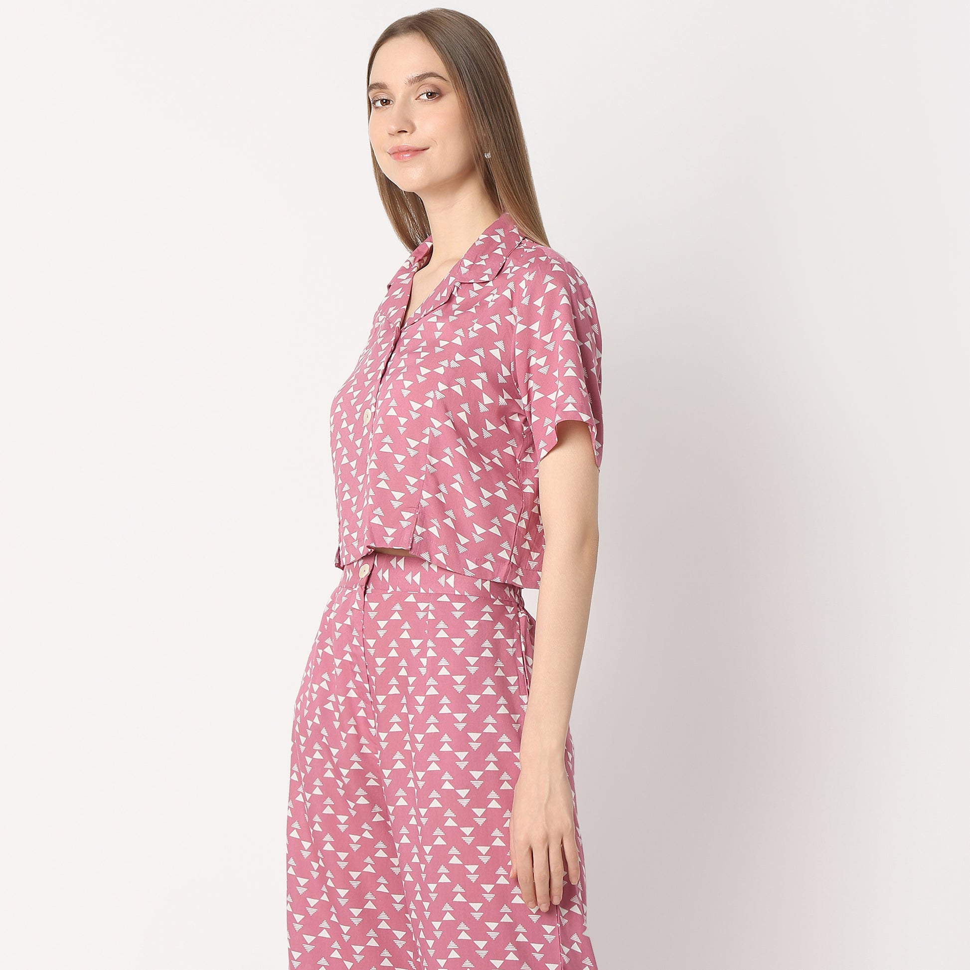 Regular Fit Printed Crop Length Top Top