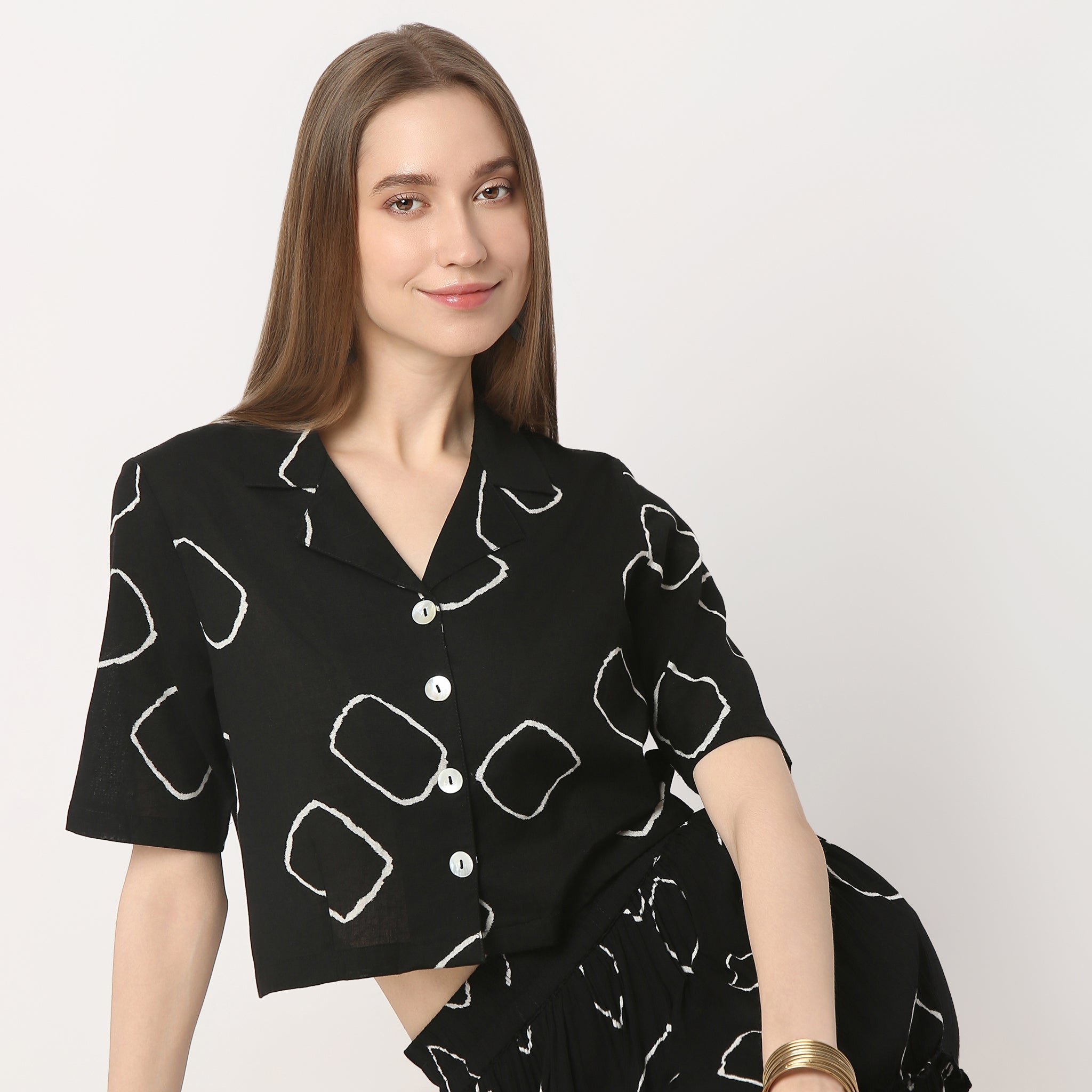 Regular Fit Printed Crop Length Top Top