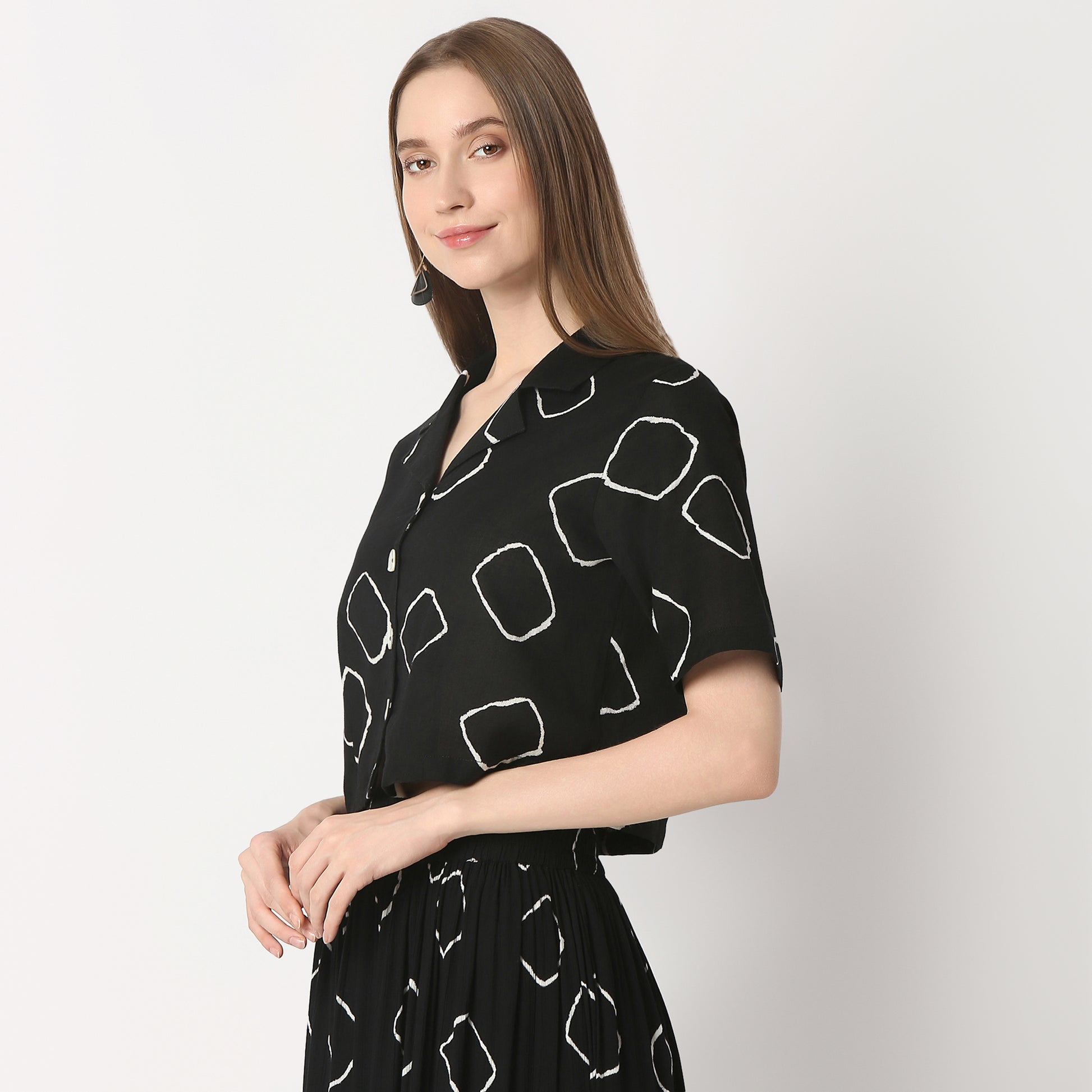 Regular Fit Printed Crop Length Top Top