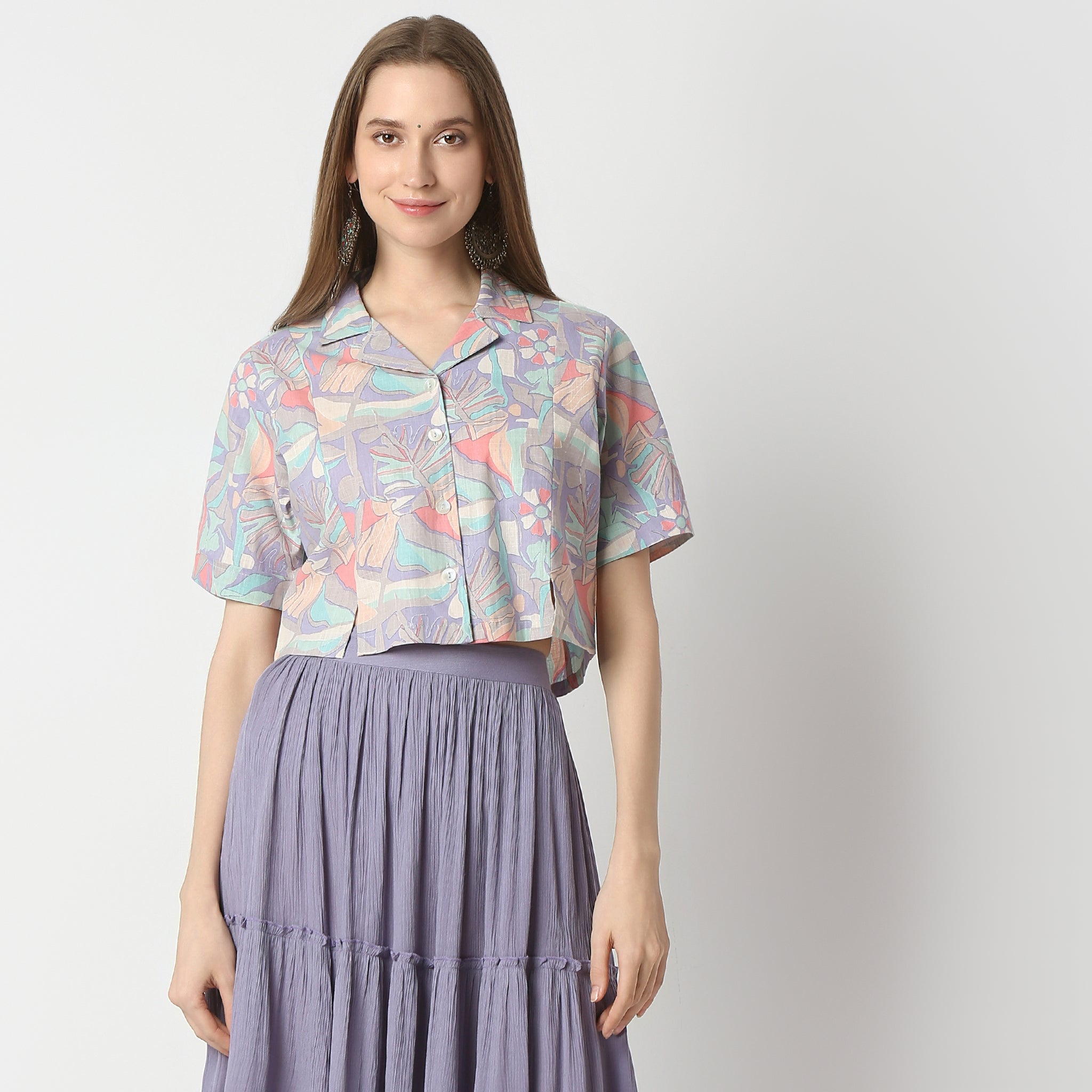 Regular Fit Printed Crop Length Top Top