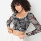 Slim Fit Printed Sweetheart Neck Crop Top