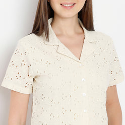 Regular Fit Solid Camp Collar Shirt