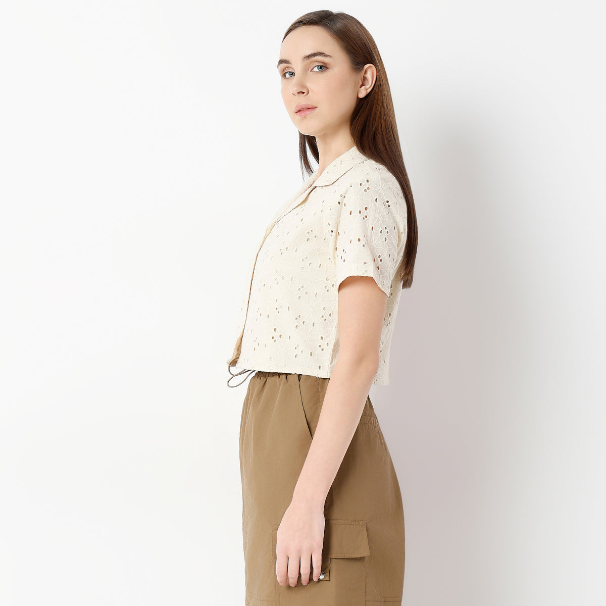 Regular Fit Solid Camp Collar Shirt