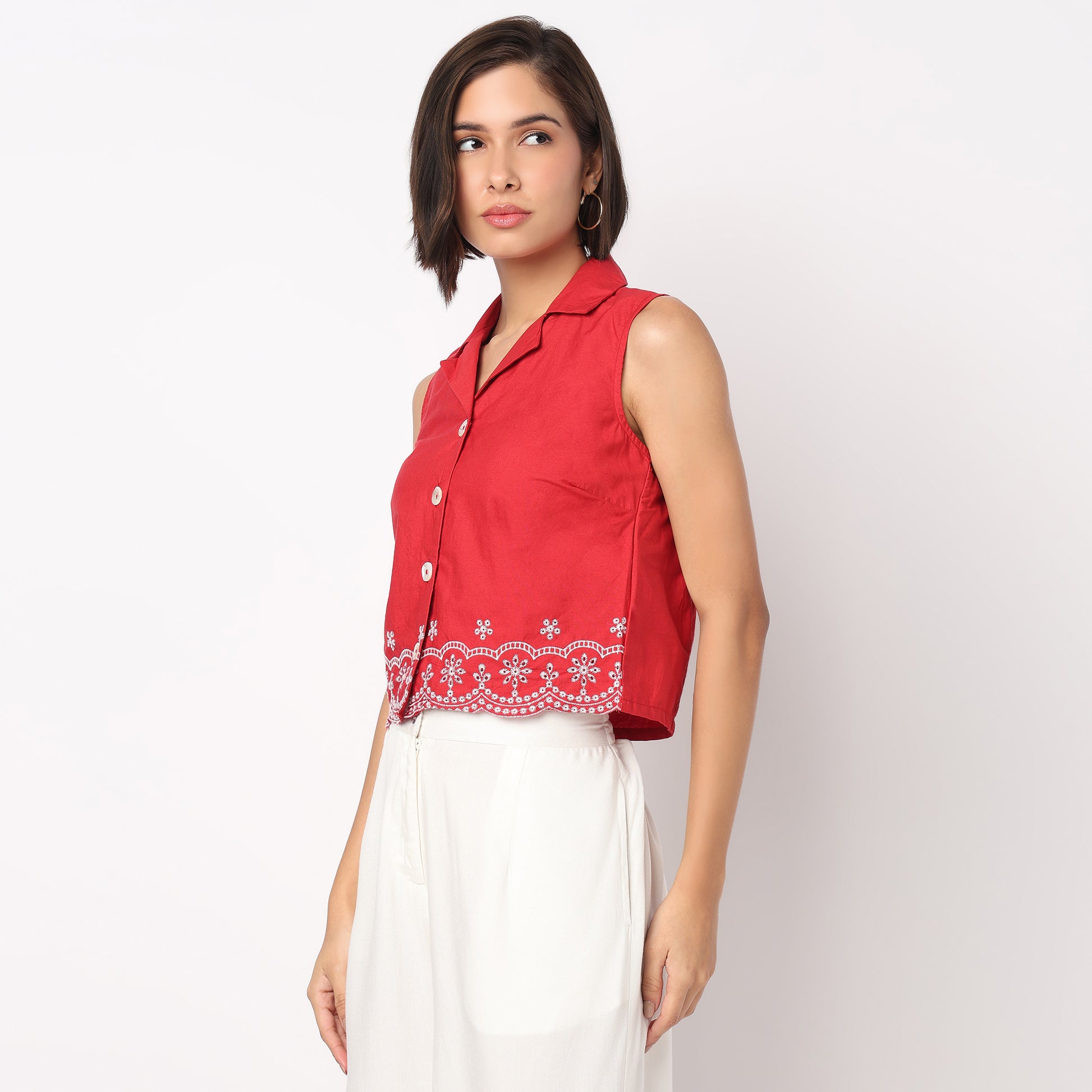 Lapel Collar Crop Top