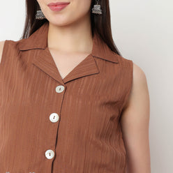 Embroidered Sleeveless Crop Top