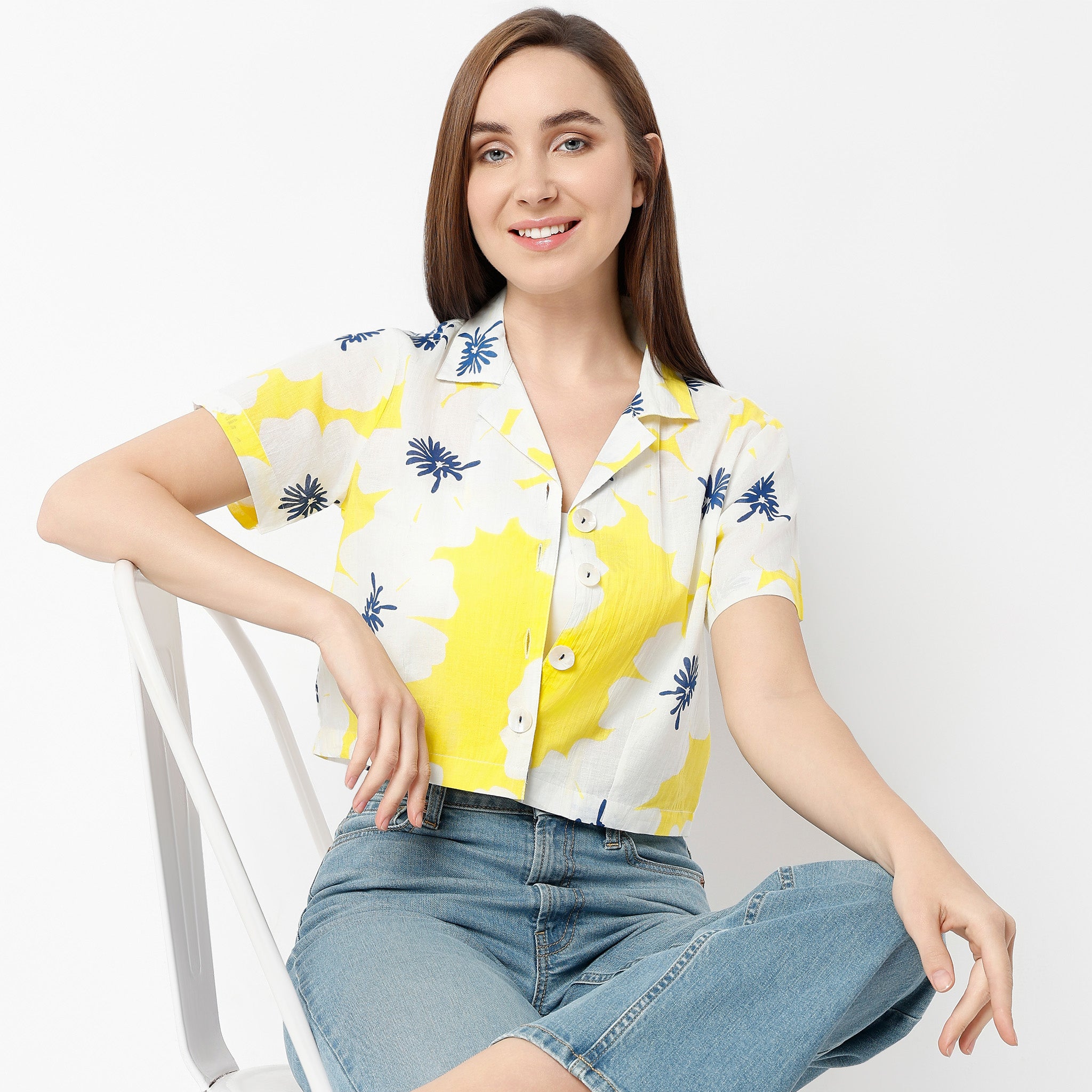 Regular Fit Printed Camp Collar Shirt