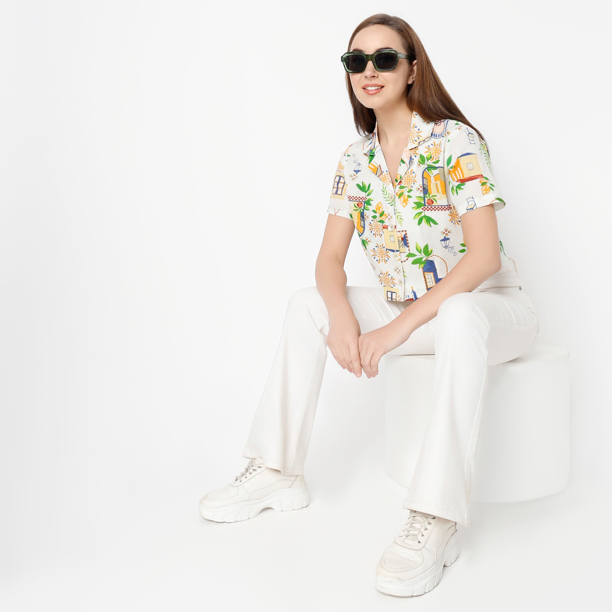 Regular Fit Printed Lapel Collar Shirt