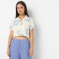 Lapel Collar Cropped Printed Boxy Fit Topwear