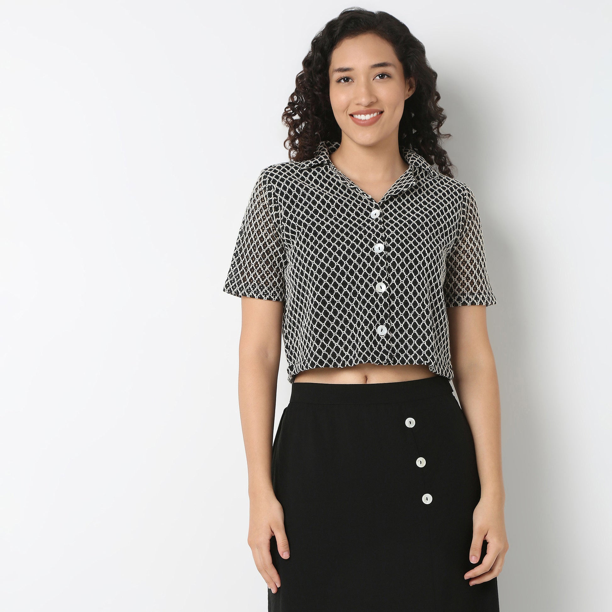 Lapel Collar Lace Shirt