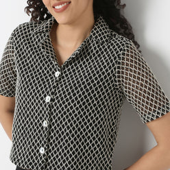 Lapel Collar Lace Shirt