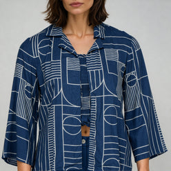 Square Neck Full Sleeve Straight Cut Printed Shrug