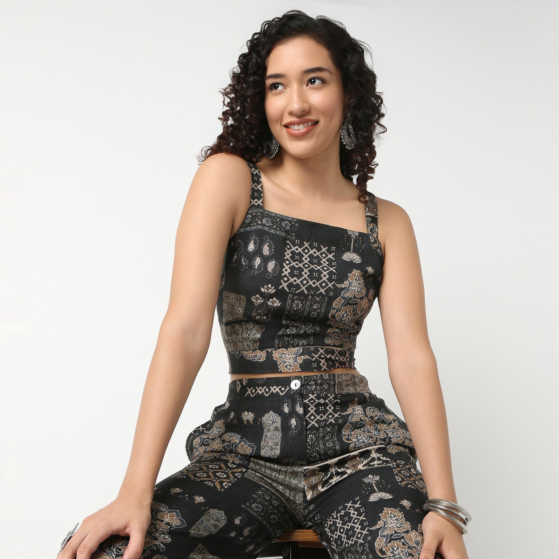 Strappy Printed Crop Top