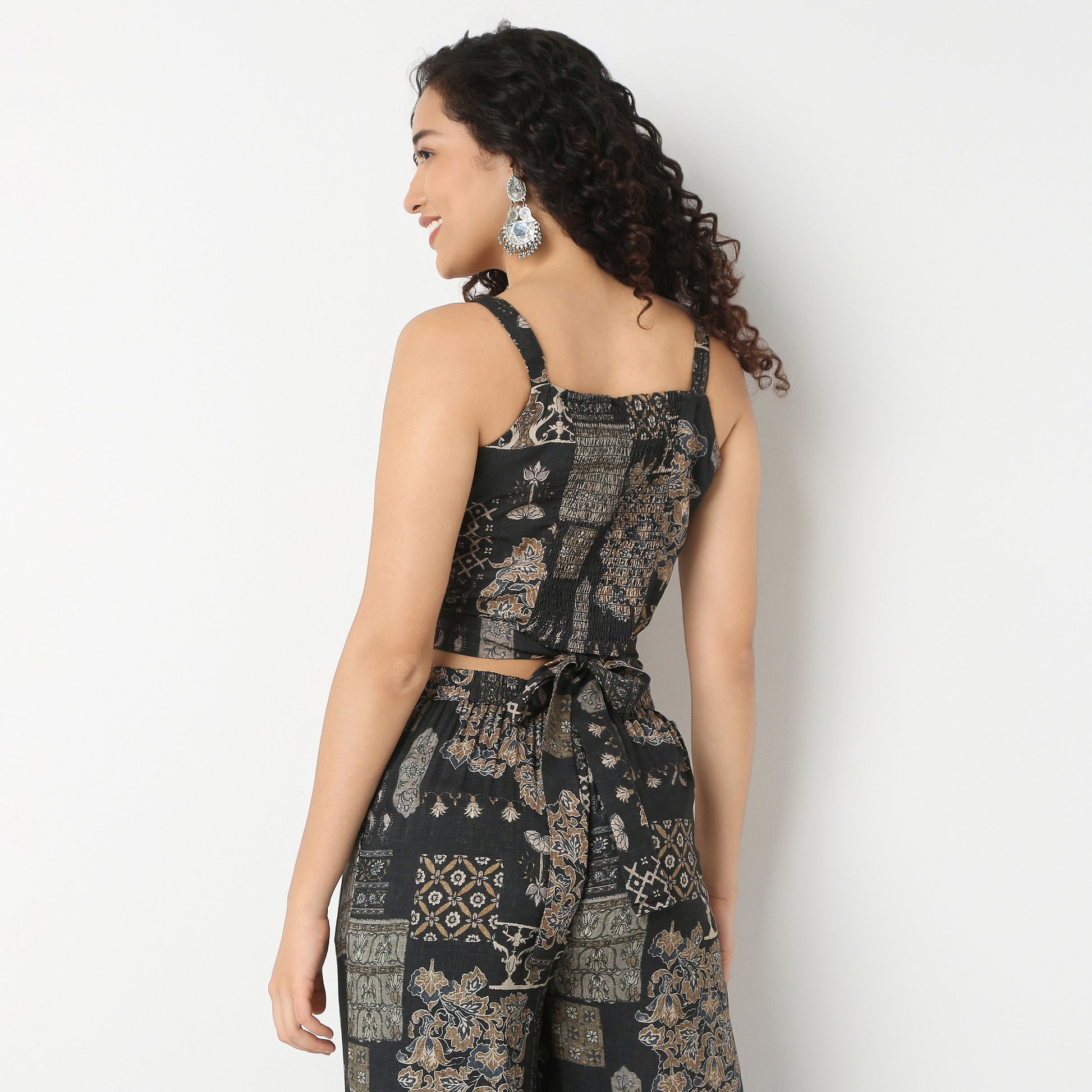 Strappy Printed Crop Top