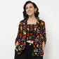 Order Now Women Print Lapel Collar Straight Regular Fit Ethnic Wear Shrug by Style Union