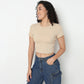 Buy Women Slim Fit Solid Cap Sleeve Crop Top  - Style Union