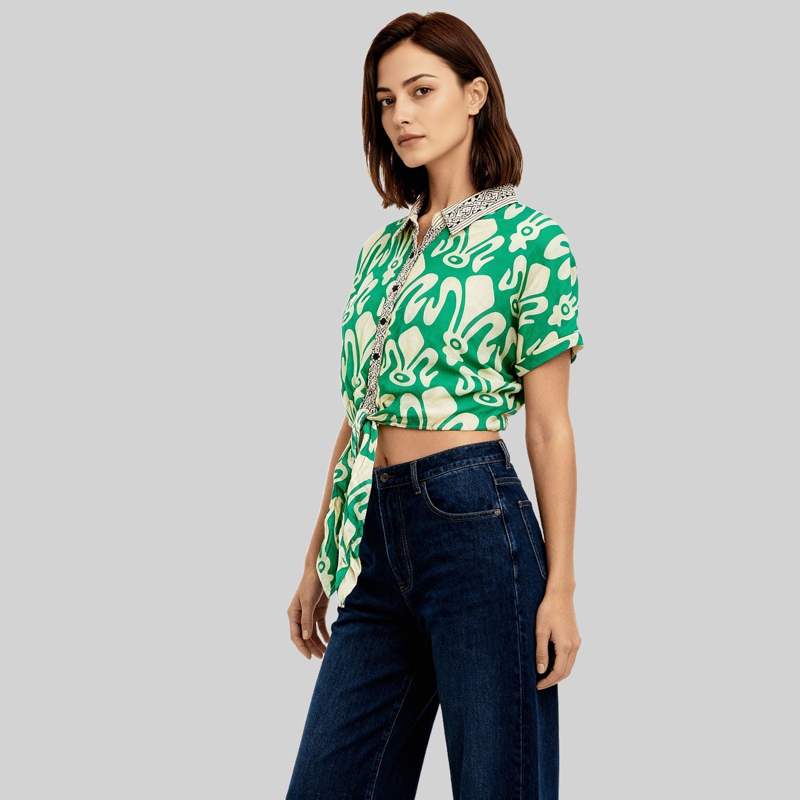 Embellished Lace Crop Top