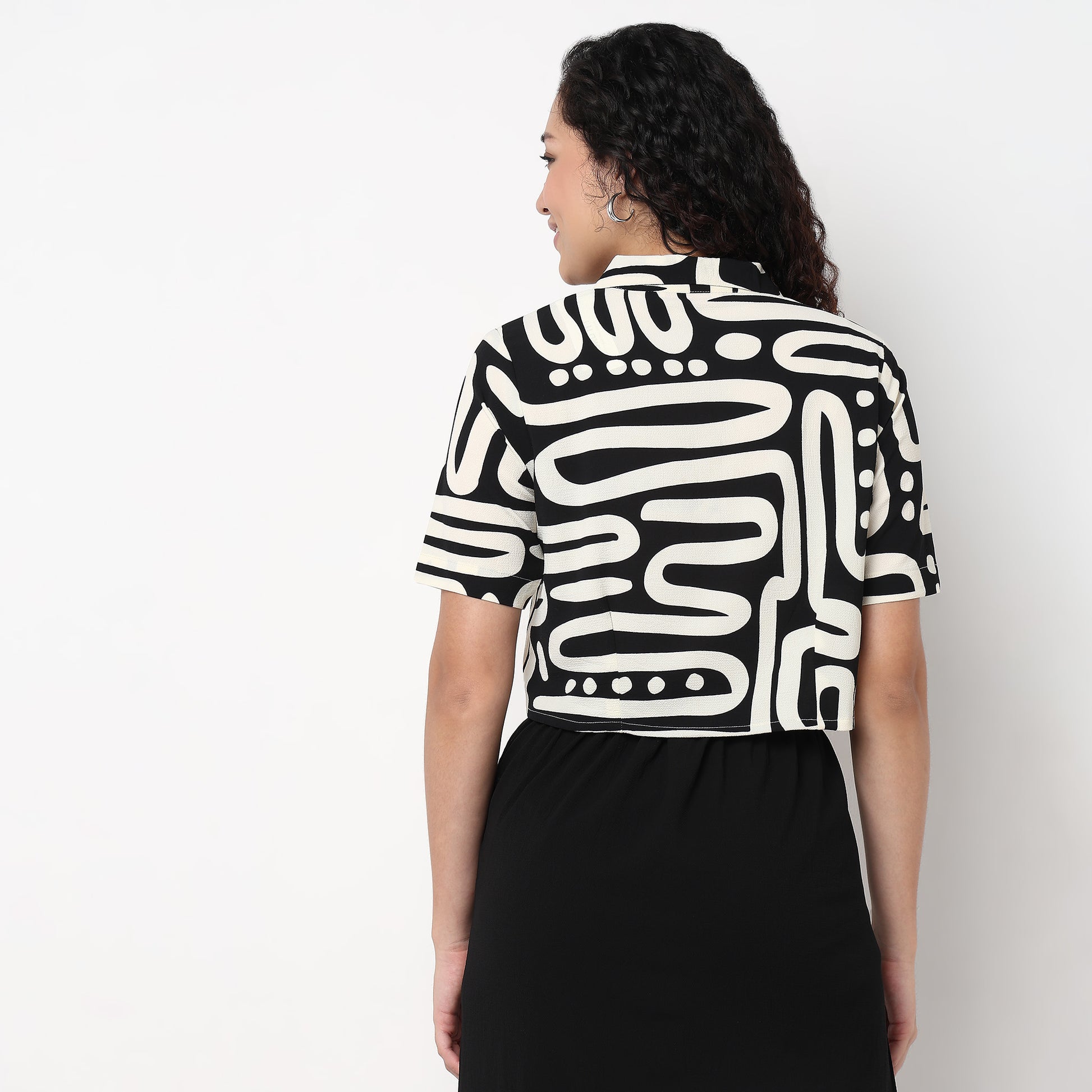 Lapel Collar Crop Shirt