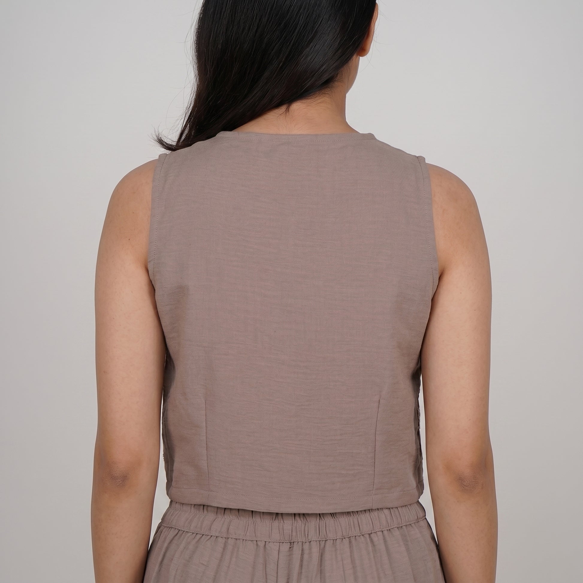 Sleeveless Embroidered Shrug Top