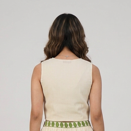 Embroidered V-Neck Crop Top