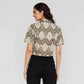 Lapel Collar Printed Crop Shirt