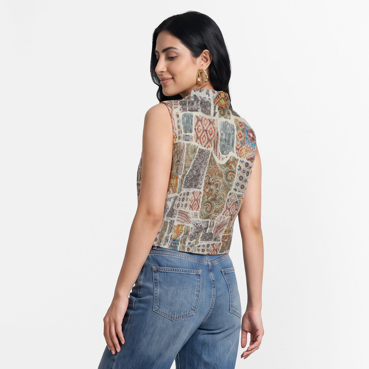 Cotton Printed Camp Collar Top