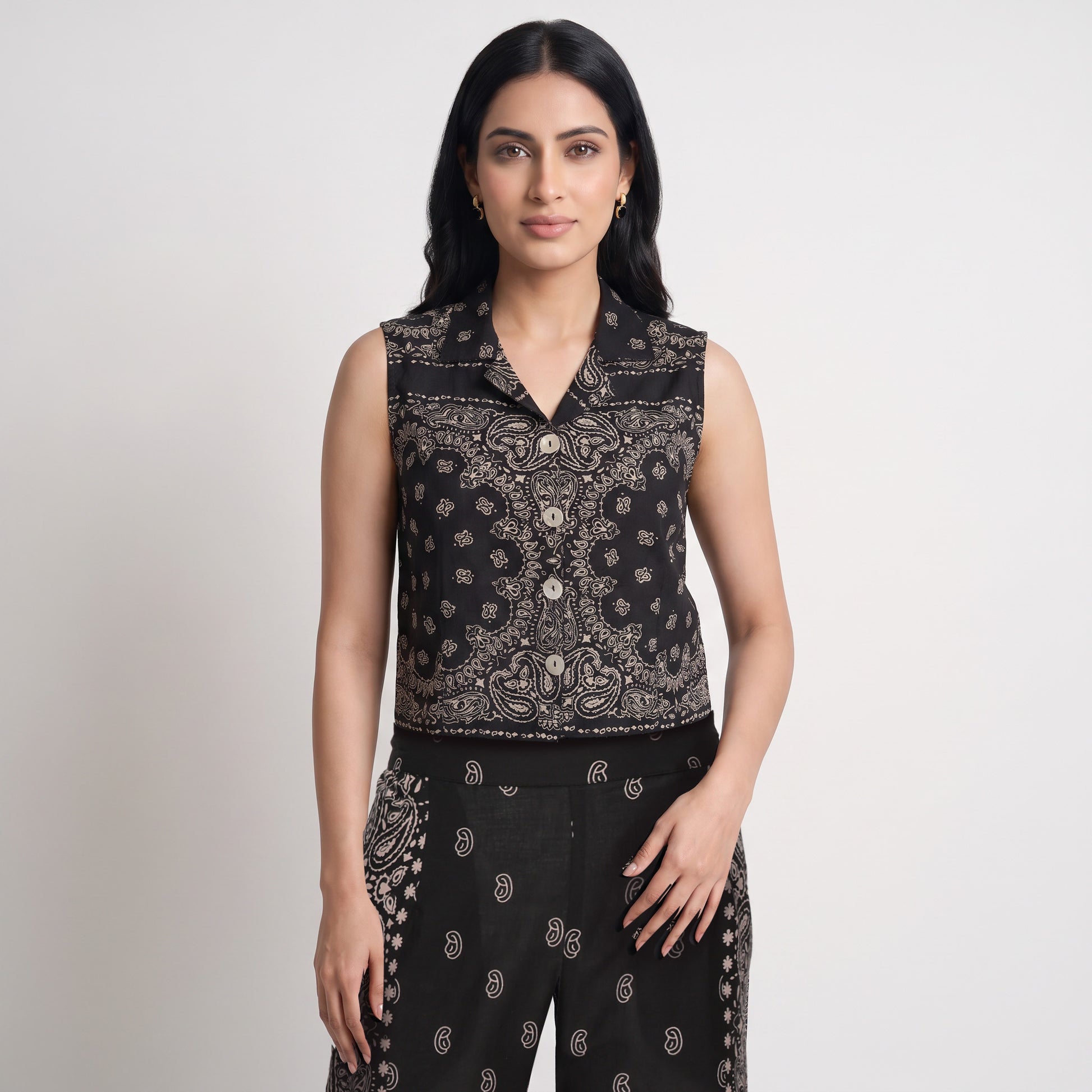 Cotton Printed Crop Shirt