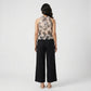Printed Halter Peplum Crop Top