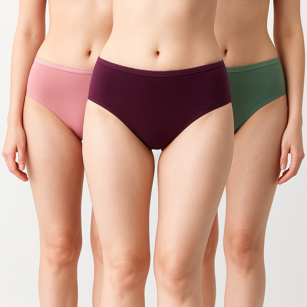 Buy - Solid Full Briefs Panties - Pack of 3 - Style Union